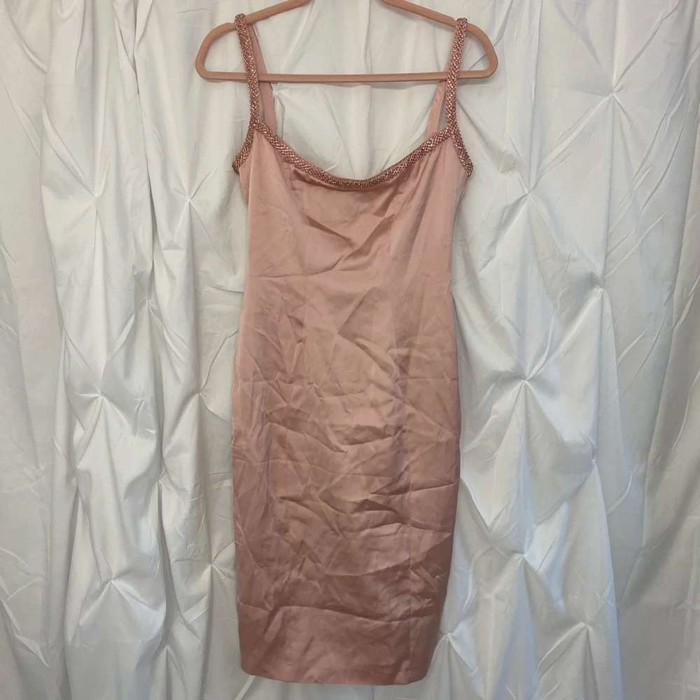 House of CB Camilla Pink Satin Dress with Hand Sewn Crystals - Picture 13 of 13